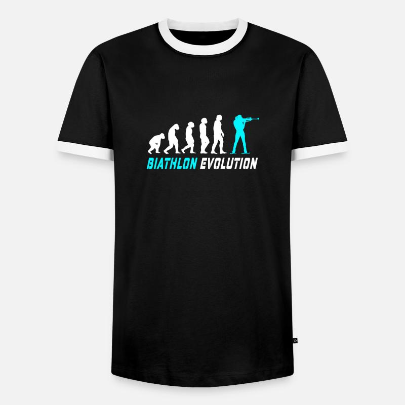Evolution Biathlon Design / Geschenkidee - Männer Kontrast-T-Shirt - Schwarz/Weiß