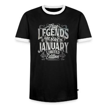 True Legends Are Born In January - Männer Kontrast-T-Shirt - Schwarz/Weiß - Vorne - AI Model Female 172 light (172cm) & AI Model Male 178 light (178cm)