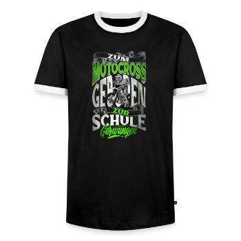 Né au motocross forcé à l'école - T-shirt contrasté Homme - noir/blanc - Devant - AI Model Female 172 light (172cm) & AI Model Male 178 light (178cm)