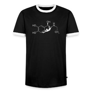 Adrenaline – climbing at the molecular level - Men's Ringer Shirt - black/white - Front - AI Model Female 172 light (172cm) & AI Model Male 178 light (178cm)