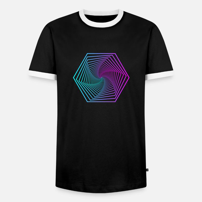 Neon-Polygonspirale Gradient - Männer Kontrast-T-Shirt - Schwarz/Weiß