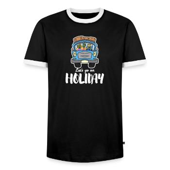 Vacances vacances Voyage Voyage Camping Drôle - T-shirt contrasté Homme - noir/blanc - Devant - AI Model Female 172 light (172cm) & AI Model Male 178 light (178cm)