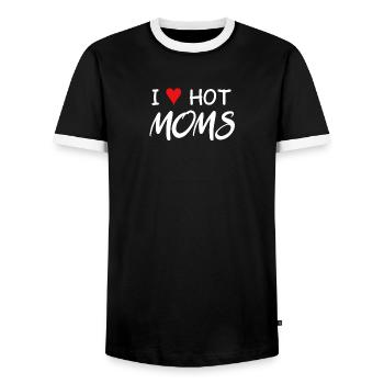 Red Heart Love Moms - I Love Hot Moms - T-shirt contrasté Homme - noir/blanc - Devant - AI Model Female 172 light (172cm) & AI Model Male 178 light (178cm)