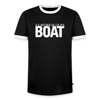 Bateau Bateau Capitaine Nautique - T-shirt contrasté Homme - noir/blanc - Devant - AI Model Female 172 light (172cm) & AI Model Male 178 light (178cm)