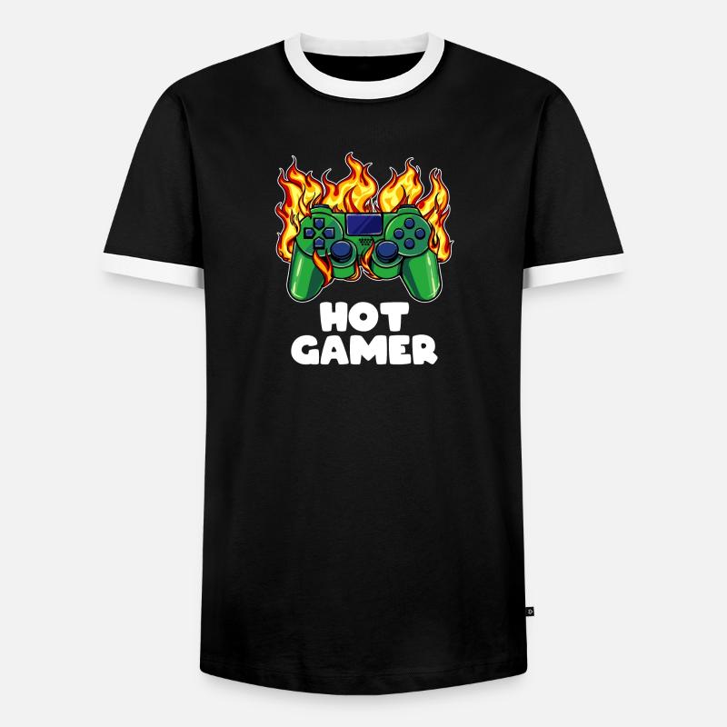 Gamer Zocker Controller - Men's Ringer Shirt - black/white