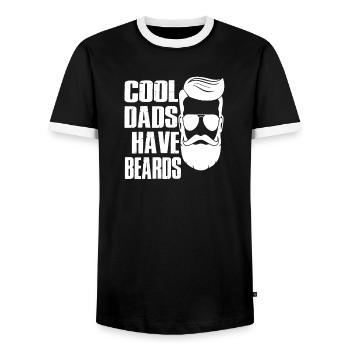 cool dads have beards - Men's Ringer Shirt - black/white - Front - AI Model Female 172 light (172cm) & AI Model Male 178 light (178cm)