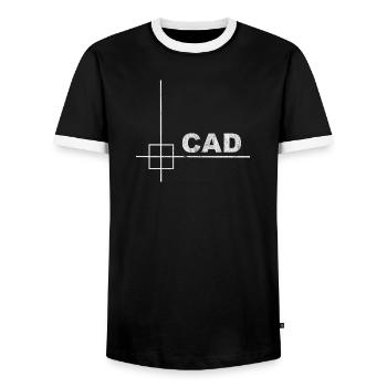 Conception technique minimale CAD Designer - T-shirt contrasté Homme - noir/blanc - Devant - AI Model Female 172 light (172cm) & AI Model Male 178 light (178cm)