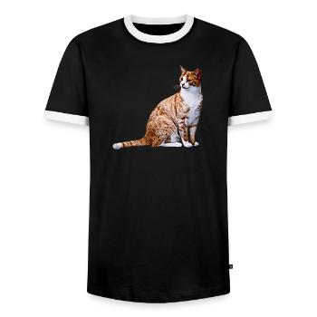 Katze Katzen Katze Cat Cats - Men's Ringer Shirt - black/white - Front - AI Model Female 172 light (172cm) & AI Model Male 178 light (178cm)