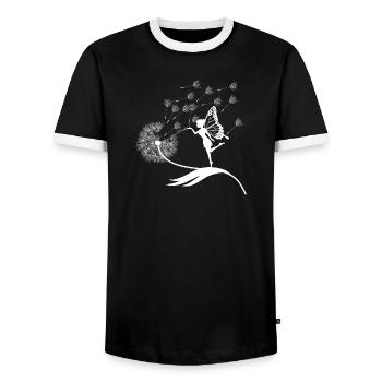Schmetterlingdesign Pusteblumen Wiese Herzen Feen - Männer Kontrast-T-Shirt - Schwarz/Weiß - Vorne - AI Model Female 172 light (172cm) & AI Model Male 178 light (178cm)