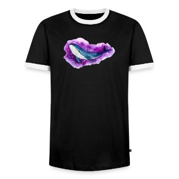 Blue Whale Galaxy Space Whale Fantasy Shirt - Men's Ringer Shirt - black/white - Front - AI Model Female 172 light (172cm) & AI Model Male 178 light (178cm)