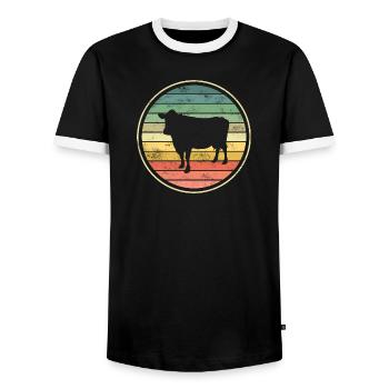 Cow cows - Men's Ringer Shirt - black/white - Front - AI Model Female 172 light (172cm) & AI Model Male 178 light (178cm)