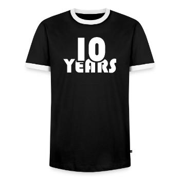 10 ans anniversaire Club Associations d’entreprises - T-shirt contrasté Homme - noir/blanc - Devant - AI Model Female 172 light (172cm) & AI Model Male 178 light (178cm)