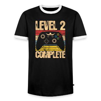 Contrôleur complet de niveau 2 - T-shirt contrasté Homme - noir/blanc - Devant - AI Model Female 172 light (172cm) & AI Model Male 178 light (178cm)