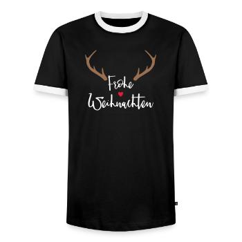 Frohe Weihnachten Rentier Geweih Dekoration - Männer Kontrast-T-Shirt - Schwarz/Weiß - Vorne - AI Model Female 172 light (172cm) & AI Model Male 178 light (178cm)