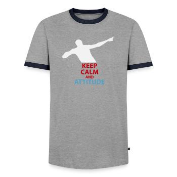 Silhouette calme et attitude - T-shirt contrasté Homme - gris/marine  - Devant - AI Model Female 172 light (172cm) & AI Model Male 178 light (178cm)