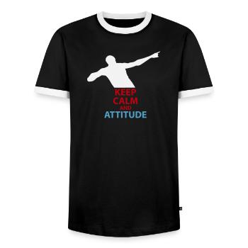 Silhouette calme et attitude - T-shirt contrasté Homme - noir/blanc - Devant - AI Model Female 172 light (172cm) & AI Model Male 178 light (178cm)