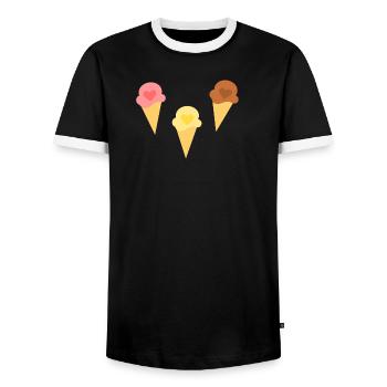 Eis Herz Eiscreme Erdbeereis Vanilleeis Schokoeis - Männer Kontrast-T-Shirt - Schwarz/Weiß - Vorne - AI Model Female 172 light (172cm) & AI Model Male 178 light (178cm)