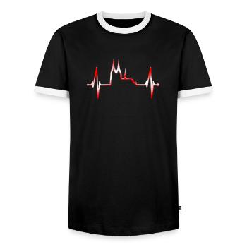 Cologne Skyline Heartbeat Rouge Blanc Kölsch Cologne - T-shirt contrasté Homme - noir/blanc - Devant - AI Model Female 172 light (172cm) & AI Model Male 178 light (178cm)