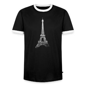 Paris Eiffel Tower Vintage Skyline I Love France - Men's Ringer Shirt - black/white - Front - AI Model Female 172 light (172cm) & AI Model Male 178 light (178cm)