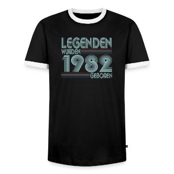 40th birthday 1982 Born for real legends - Men's Ringer Shirt - black/white - Front - AI Model Female 172 light (172cm) & AI Model Male 178 light (178cm)