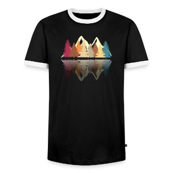 Wald am See T-shirt in retro look - Men's Ringer Shirt - black/white - Front - AI Model Female 172 light (172cm) & AI Model Male 178 light (178cm)
