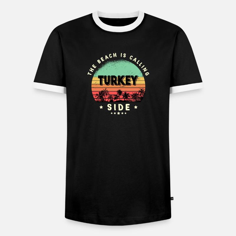 Side Turkey beach design - Men's Ringer Shirt - black/white