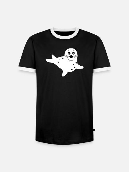 sæl hvide sæler sæler dyr - Herre kontrast-T-shirt - sort/hvid