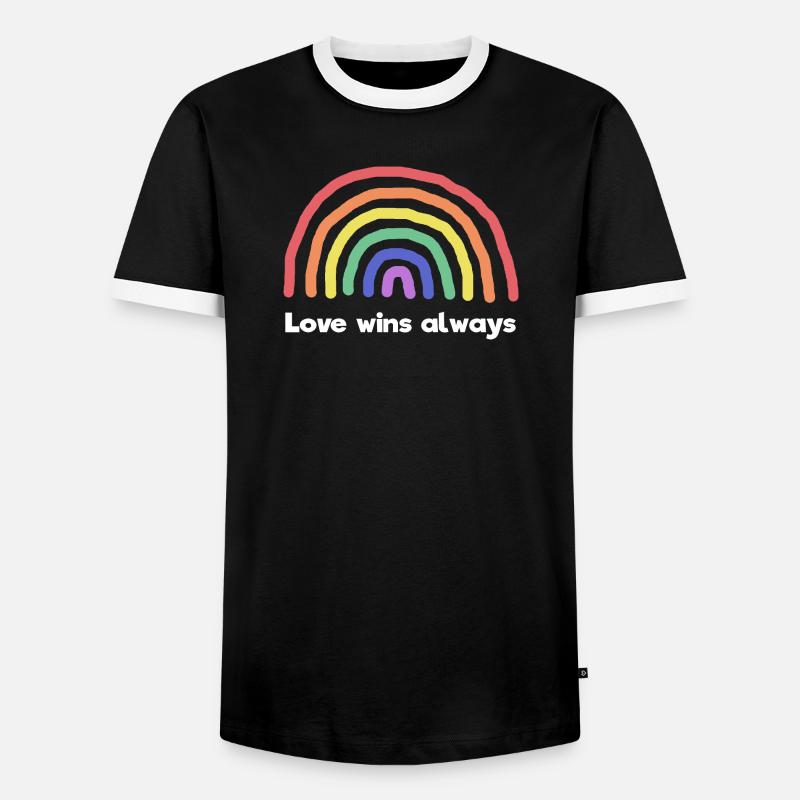 Regenbogen Liebe Statement Frieden Weltfrieden - Männer Kontrast-T-Shirt - Schwarz/Weiß