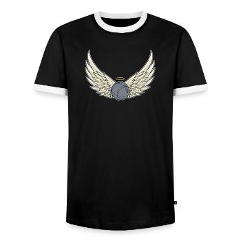 Boule ball wings Bouler and Petanque player - Men's Ringer Shirt - black/white - Front - AI Model Female 172 light (172cm) & AI Model Male 178 light (178cm)
