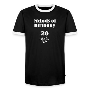 20, geburtstagsgeschenk, meldoy of birthday - Männer Kontrast-T-Shirt - Schwarz/Weiß - Vorne - AI Model Female 172 light (172cm) & AI Model Male 178 light (178cm)