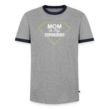 Maman est ma super-héroïne - T-shirt contrasté Homme - gris/marine  - Devant - AI Model Female 172 light (172cm) & AI Model Male 178 light (178cm)