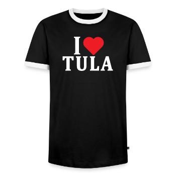 t-shirt Io amo Tula t-shirt Sardaigne idée cadeau - T-shirt contrasté Homme - noir/blanc - Devant - AI Model Female 172 light (172cm) & AI Model Male 178 light (178cm)