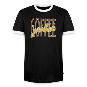 Café buveur de café disant amateur de café - T-shirt contrasté Homme - noir/blanc - Devant - AI Model Female 172 light (172cm) & AI Model Male 178 light (178cm)