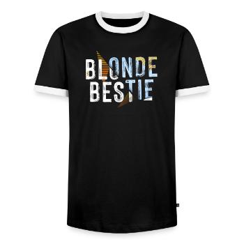 Blonde Bestie für heiße Blondinen - Männer Kontrast-T-Shirt - Schwarz/Weiß - Vorne - AI Model Female 172 light (172cm) & AI Model Male 178 light (178cm)