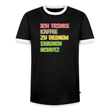 Kaffeeliebhaber Humorvoll Kaffee Trinken Statement - Männer Kontrast-T-Shirt - Schwarz/Weiß - Vorne - AI Model Female 172 light (172cm) & AI Model Male 178 light (178cm)