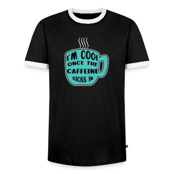 Caféine Coffee Drinker Coffee Cup Coffee Déclaration - T-shirt contrasté Homme - noir/blanc - Devant - AI Model Female 172 light (172cm) & AI Model Male 178 light (178cm)