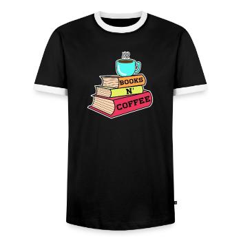 Caffeine Coffee Drinking Statement Coffee Lovers - Men's Ringer Shirt - black/white - Front - AI Model Female 172 light (172cm) & AI Model Male 178 light (178cm)