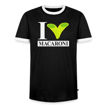 I love macaroni - Men's Ringer Shirt - black/white - Front - AI Model Female 172 light (172cm) & AI Model Male 178 light (178cm)