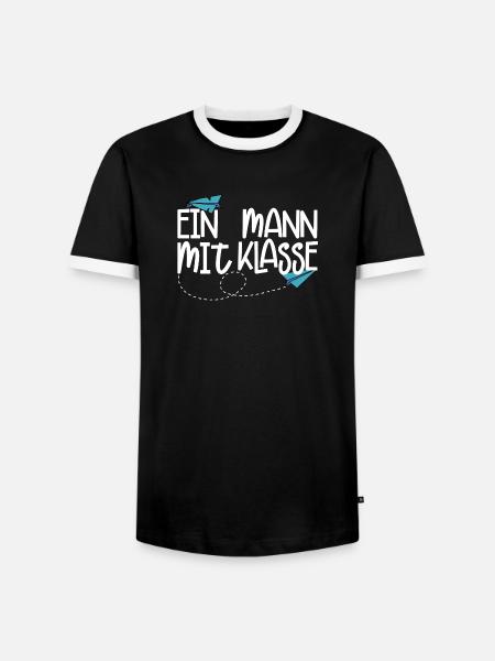 Ein Mann mit Klasse - (weiß) - Männer Kontrast-T-Shirt - Schwarz/Weiß
