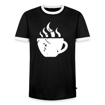 coffee coffee mug retro vintage café icon icon - Men's Ringer Shirt - black/white - Front - AI Model Female 172 light (172cm) & AI Model Male 178 light (178cm)