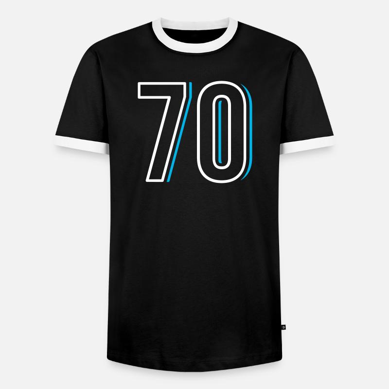 Nummer 70 - Siebzig - Männer Kontrast-T-Shirt - Schwarz/Weiß