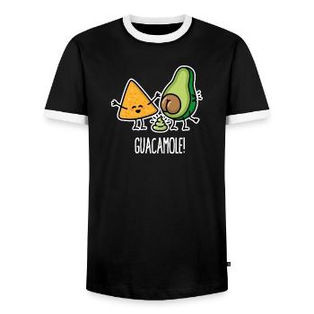 Drôles de crottes de tortilla au guacamole à l’avocat - T-shirt contrasté Homme - noir/blanc - Devant - AI Model Female 172 light (172cm) & AI Model Male 178 light (178cm)