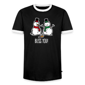 Gesundheit lustige Schneemann Cartoon Weihnachten - Männer Kontrast-T-Shirt - Schwarz/Weiß - Vorne - AI Model Female 172 light (172cm) & AI Model Male 178 light (178cm)