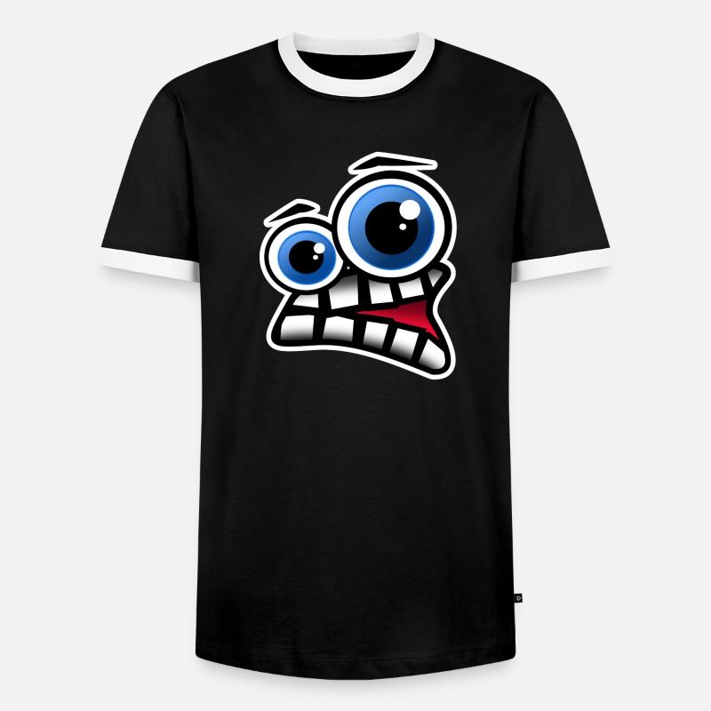 Gesicht Comic - Männer Kontrast-T-Shirt - Schwarz/Weiß