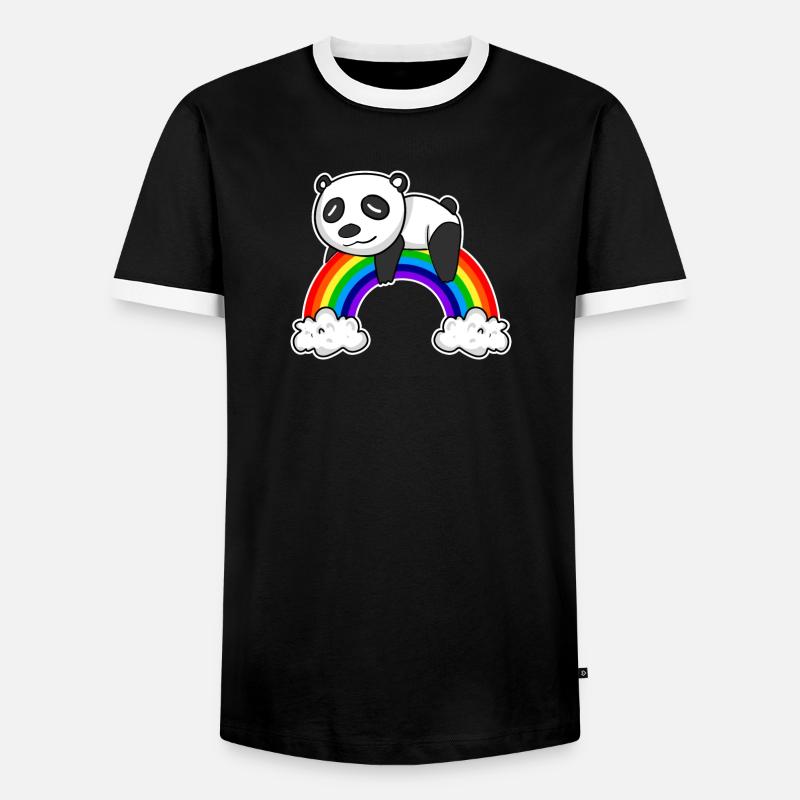 Regenbogen Panda - Männer Kontrast-T-Shirt - Schwarz/Weiß