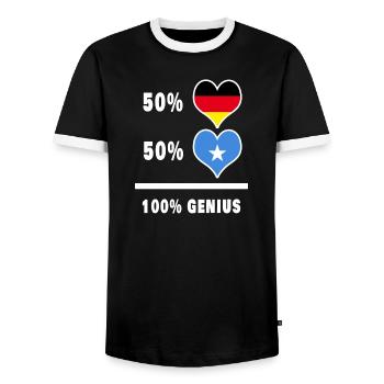 Deutschland und Somalia 100% Genial / Geschenk - Männer Kontrast-T-Shirt - Schwarz/Weiß - Vorne - AI Model Female 172 light (172cm) & AI Model Male 178 light (178cm)