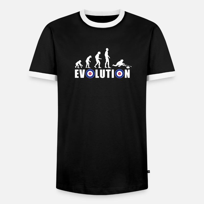 EVOLUTION CURLING Eisstockschießen Geschenk Winter - Männer Kontrast-T-Shirt - Schwarz/Weiß