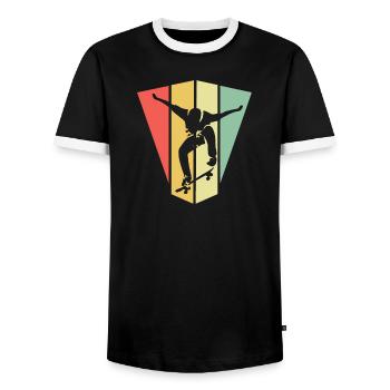 skate skateboarding symbol retro vintage Olli icon - Männer Kontrast-T-Shirt - Schwarz/Weiß - Vorne - AI Model Female 172 light (172cm) & AI Model Male 178 light (178cm)