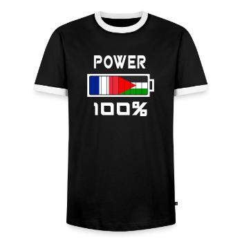 Palestine and France are in power - Men's Ringer Shirt - black/white - Front - AI Model Female 172 light (172cm) & AI Model Male 178 light (178cm)