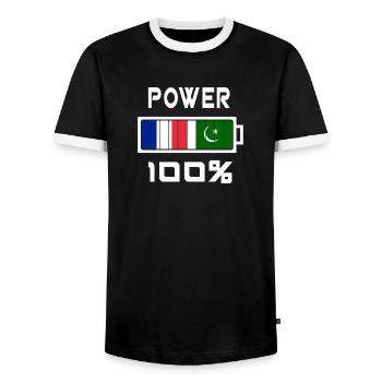 Pakistan and France are in power - Men's Ringer Shirt - black/white - Front - AI Model Female 172 light (172cm) & AI Model Male 178 light (178cm)